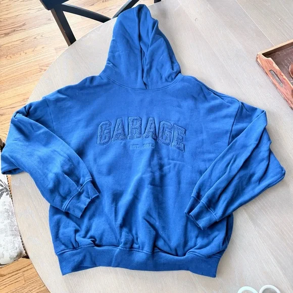 UltraFleece Hoodie - Color: Midnight Blue with "GARAGE" Art - Picture 2 of 4